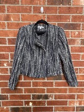 CAbi 529 Womens Small Mockingbird Tweed Zip Blazer Jacket In Osprey