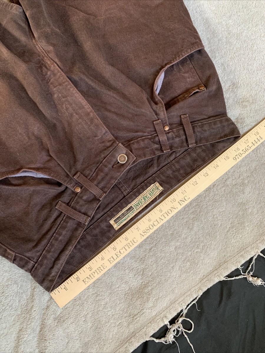 Vintage Levis Silvertab Jeans Mens 34x33 Dark Brown Baggy Loose