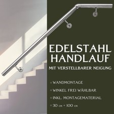 Corrimano in acciaio inox con angolo 100 cm giunto snodato ringhiera parete V2Aox