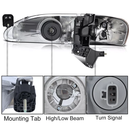 For 1998 1999 2000 Toyota Corolla Headlights Corner Lights Black Left Right 4pc - Picture 4 of 19
