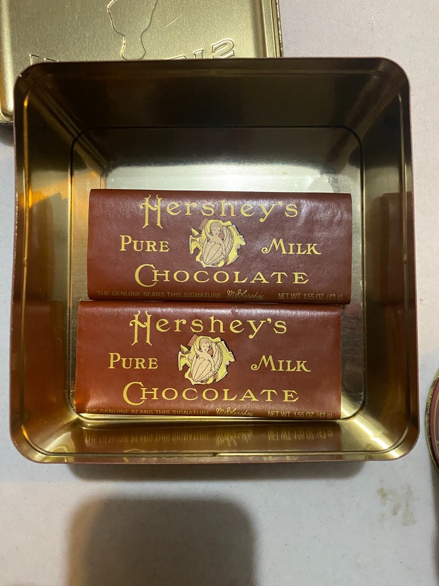 Vintage Hershey Chocolate Bar Tin w/ Wrappers & Miniatures Tin