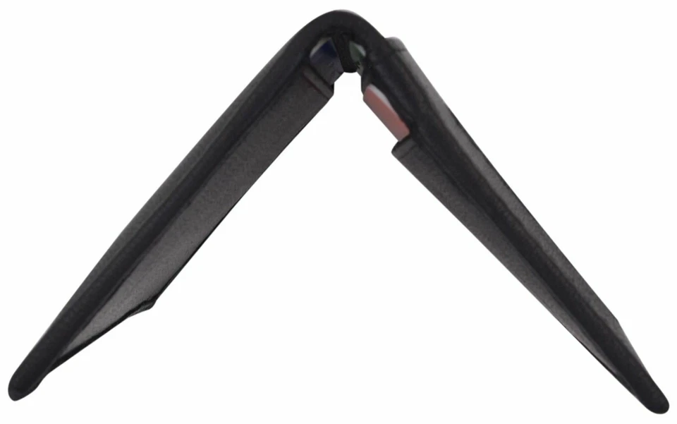 Mini billetera de cuero plegable pequeña para tarjeta de crédito e identificación diseño delgado para hombre Foto 4 de 4