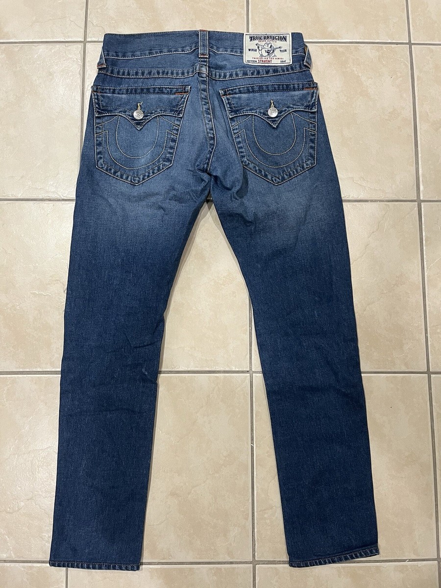 True Religion Jeans 32x30 (Tag 29) Blue Knee Blowout Skinny | eBay