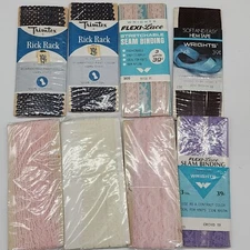 Vintage Sewing Trim Bundle Rick Rack & Lace Seam Binding Wrights Trimtex
