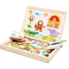 Wooden Montessori Magnetic Kids Educational Puzzle Toy Whiteboard Chalkboard
