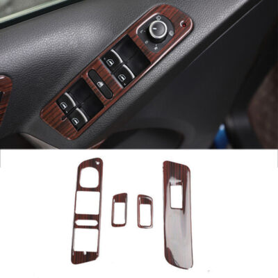 Glass Window Lifting Lock Panel Trim For Volkswagen Tiguan 10-16 Red Wood Grain