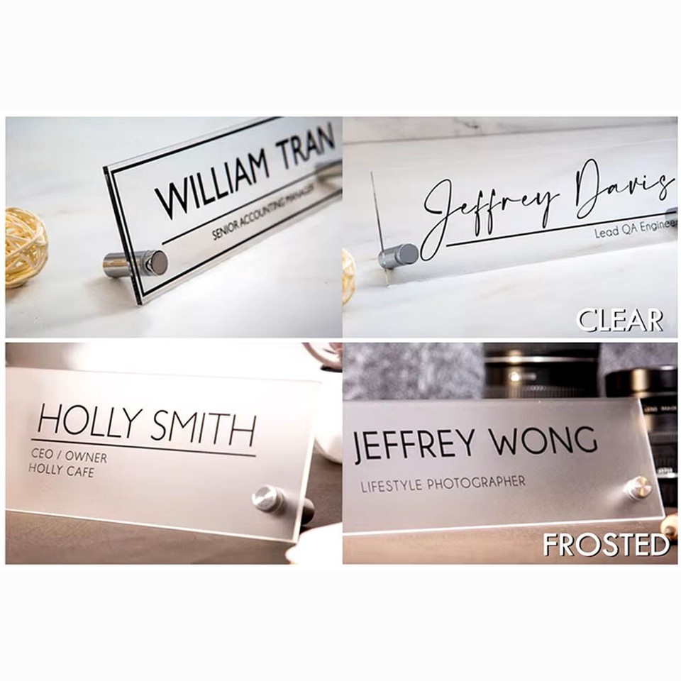 Standing Acrylic Name Plate Script Executive Desk CEO Sign Business