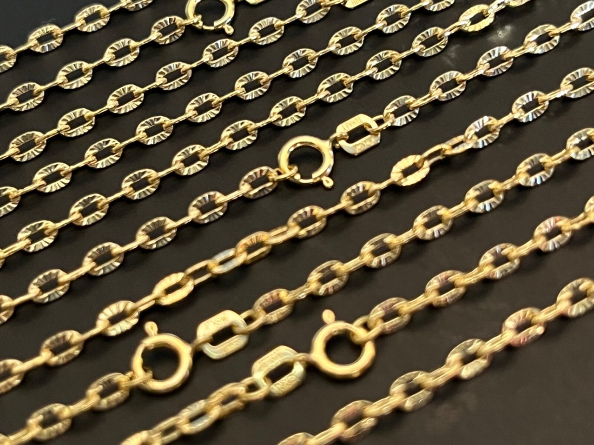 14K Solid Yellow Gold 2.55mm Designed Round Forzentina Chain