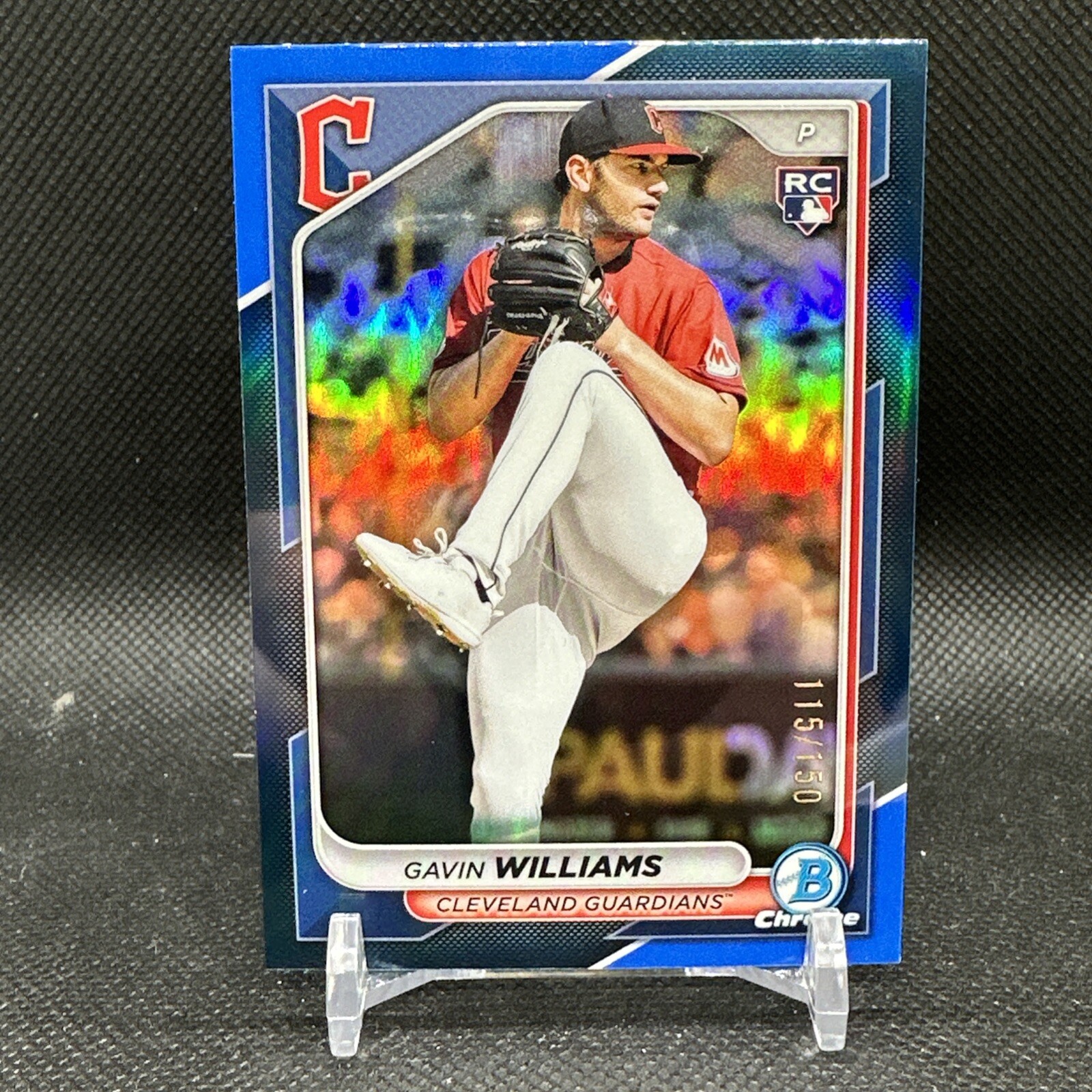 Gavin Williams 2024 Bowman Chrome Blue Refractor /150 RC Cleveland Guardians #77