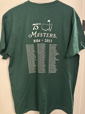 75th Masters Tournament Augusta National Green T-shirt Large
