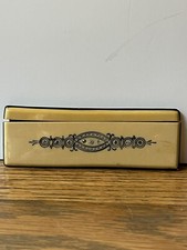 Bakelite Comb  Case Art Nouveau Victorian Rhinestone Black Cream