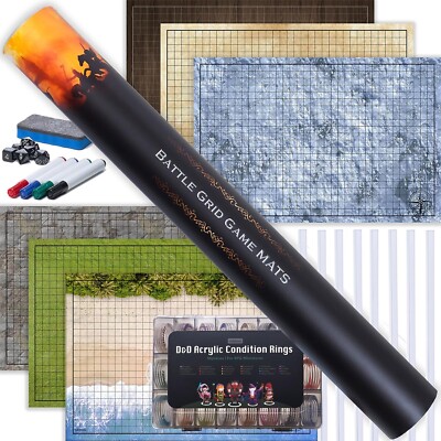 TIDYBOSS DND Ultimate Player Set -3X Double Sided Battle Board 24x36-6 Terrai...