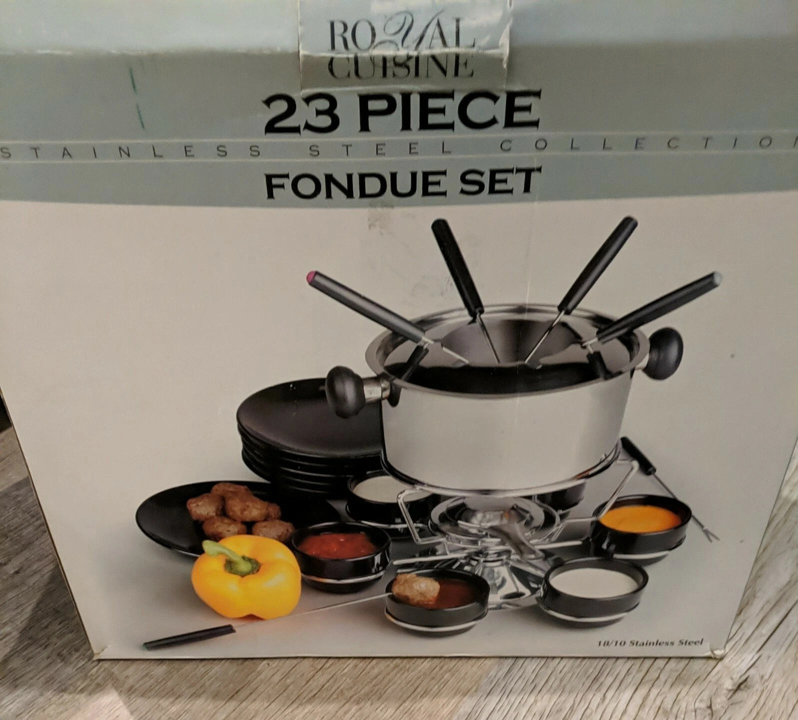 23 Piece Royal Cuisine Stainless Steel Fondue Set - Used Once - Complete