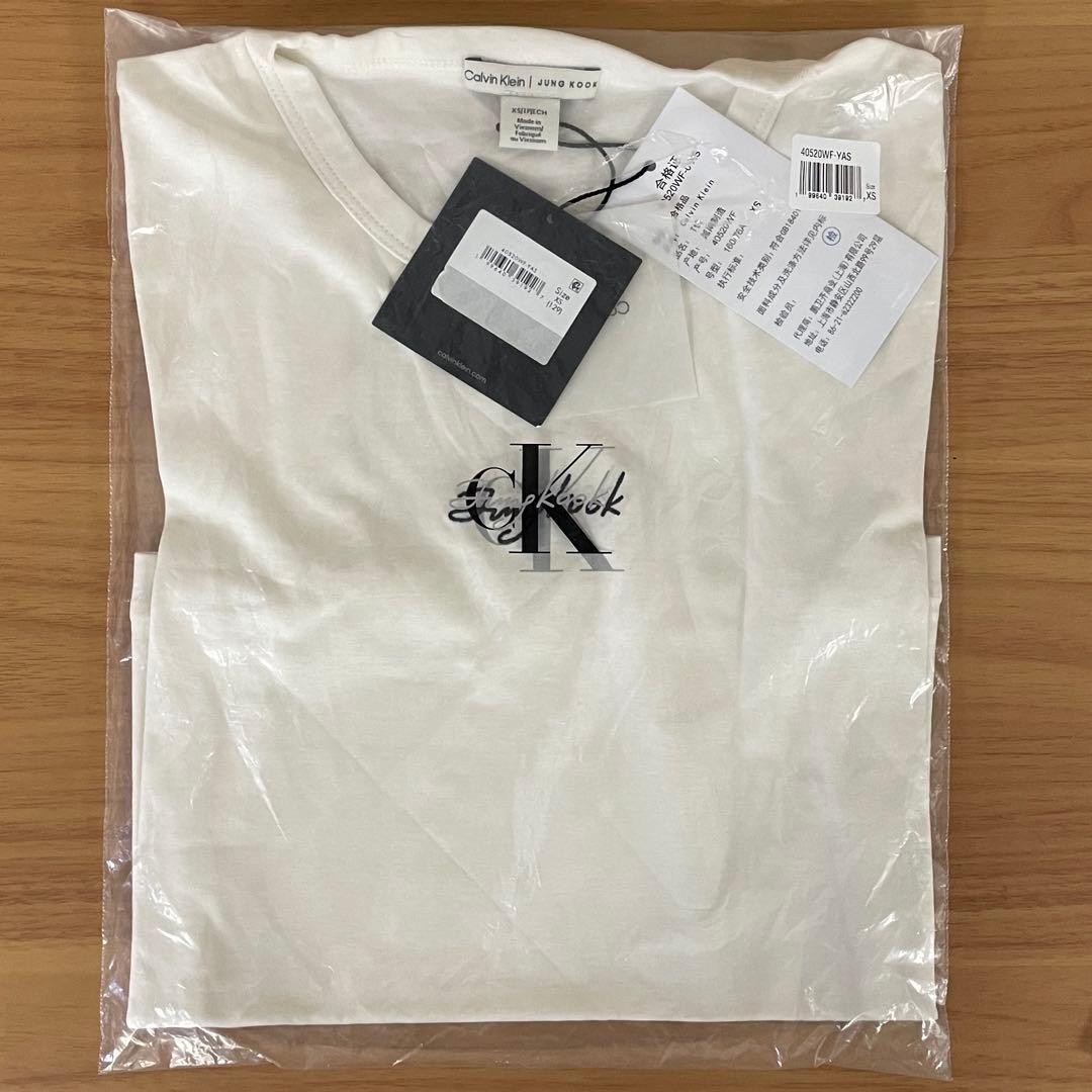 Calvin Klein BTS Jungkook CK×JK Monologo White Baby T-Shirt Size