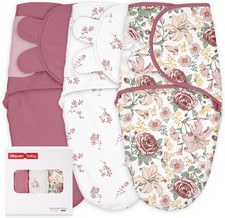 Swaddles for Newborns 0-3 Months, Adjustable Easy Fastener 3-Pack, Baby Girl