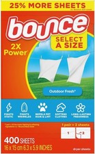 Bounce 2X Power Dryer Sheets, Outdoor Fresh, 400 Sheets