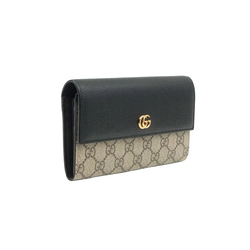 Portefeuille Gucci Supreme toile cuir noir GG Marmont / 456116