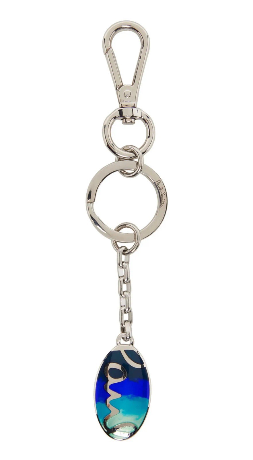 (NO CUSTOMS TAX) PAUL SMITH blue green red oval metal logo keyring keyring NWT