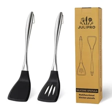 JULIPRO 2 Pack Silicone Spatula Set, Turner, Kitchen Utensils, Fish, Eggs, Pan