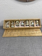 2" H MARKED Kutani Kazan JAPANESE SHOWA KUTANI 7 LUCKY GODS SAKE CUP SET / 7