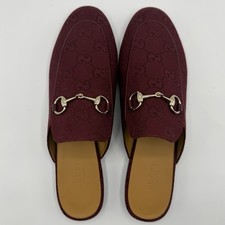 NEW NWT Gucci GG Logo Canvas Monogram Horse Bit Princetown Loafer Mules EU 38