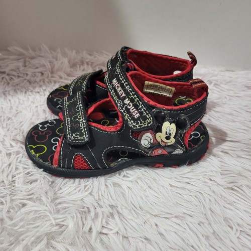 Disney Mickey Mouse Black/Red Sandals Toddler Boy Size 8 - Picture 3 of 7