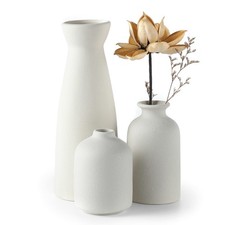 White Ceramic vase Set-3 Small Flower vases for Decor,Modern Boho Farmhouse H...