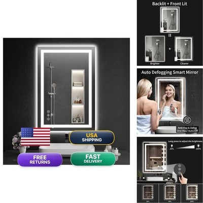 WISSMIELS 2436 26''x38'' LED Bathroom Mirror Lights Dimmable Anti-Fog Backlit