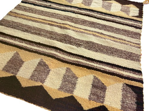 Genuine ANTIQUE Vintage NAVAJO Rug BLANKET Yellow Brown White CHINLE 30 x 30"