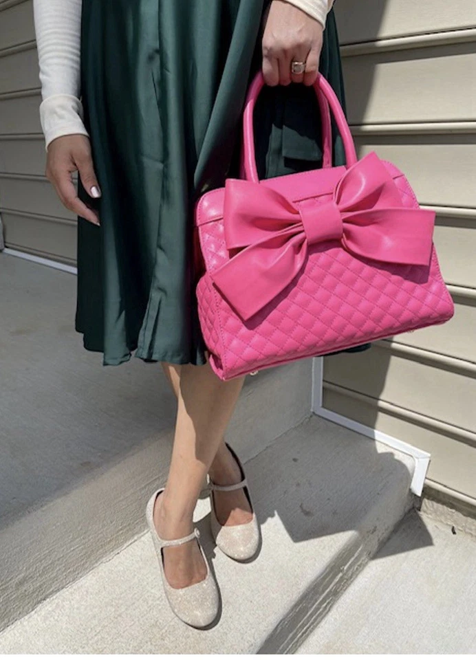 Scarleton Handbag Barbie Bubblegum Pink Quilted Purse Bow  - Image 2 of 4