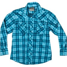 Wrangler Wrancher Pearl Snap Button Up Shirt Men s XL Plaid Pit2pit 24