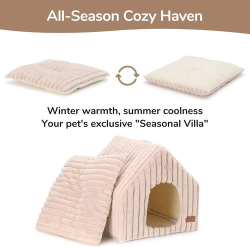 Cat Houses for Indoor Cats, Washable Cute Cat Bed Cave with Removable Pillow, La - Picture 3 of 8