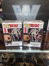 WWE WWF Roman Reigns Autographed Funko Pop LOT OF 2 W Hard Cases Fanatics 