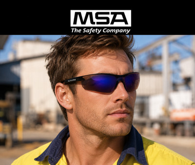 MSA - Nullarbor Blue Mirror Safety Glasses Scratch Resistant Anti-Fog 229207BB