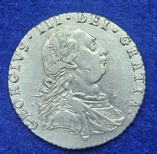 1787 Great Britain, silver Sixpence 6p,  K. George III, GEORGIUS III With Hearts