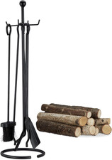 Set Camino Completo, 5 Accessori, Paletta, Scopetta, Attizzatoio, Pinza E Trespo