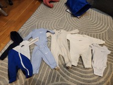 Baby 3M Nike Lot 6 Pieces Sleepers Jumpsuits Cotton 3 Months Blue White 0-3