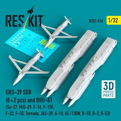 1/32 GBU-39 SDB (8pcs) BRU-61 (2pcs) for Su-27, MiG-29, F-16, F-15E, F-22, F-35