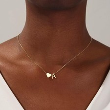 Heart Initial Necklace A-Z for Women Girls 18K Gold  Silver Plated Jewelry Gift