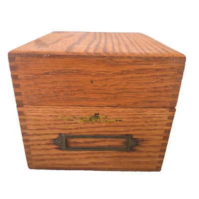 Vintage Remington Rand Oak Wood Dovetailed Index Recipe Card File Box Farmhouse