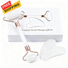 Jade roller and gua sha, facial roller, women's Facial Rollers - White