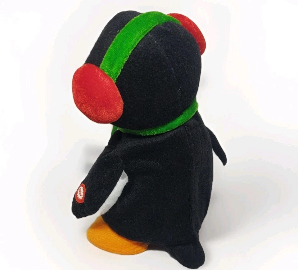 Animated Penguin Earmuffs Scarf Winter Holiday Christmas Song & Dancing 9” Plush - Image 4 of 4