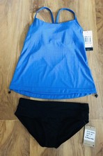 NWT Nike Swim 2 pc Convertible Athletic Swimsuit Layered Tankini Pacific Blue M