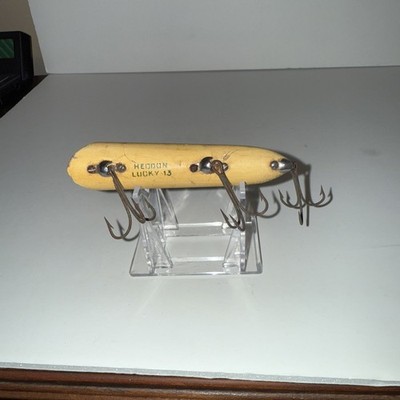 Vintage Heddon Lucky 13 Wooden ,Glass Eyes( No Cracks ) 4” Perch