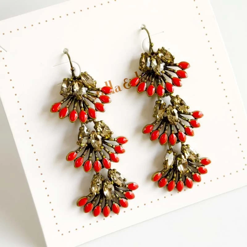 Nuevos pendientes colgantes florales Stella&Dot retro para mujer fiesta vacaciones joyería Foto 3 de 4