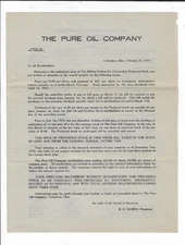 WEST VIRGINIA 1921 The Pure Oil Company 3 Page Subscription Stock Certificate