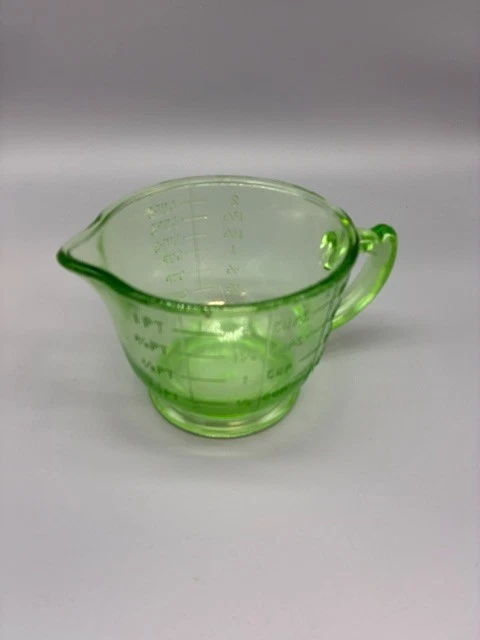 Vintage Uranium Green Depression Glass Measuring Cup Pint 2 Cups