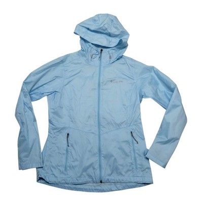 Columbia Jacket Womens Medium Blue Hooded Lightweight Lined Full Zip Windbreaker
