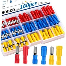 160pcs Bullet Connectors 22-10AWG Female  Male Bullet Butt Multicolored