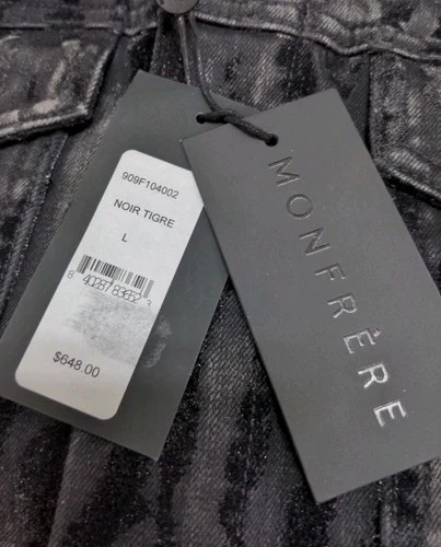 New Monfrere Dean Noir Tigre Denim Trucker Jacket Men's Size L image 4